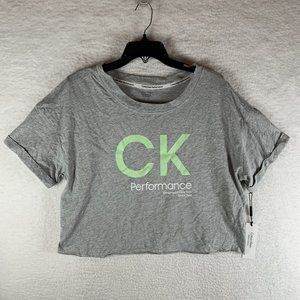 Calvin Klein Crop T-Shirt Women's‎ XL Grey Performance Cotton Short Sleeve 7592